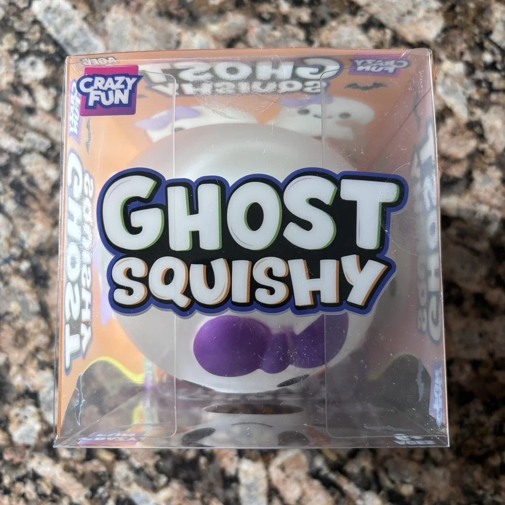 RMS Crazy Fun Five Below VIRAL Ghost Squishy Squeeze Toy, White/Purple Bow NEW